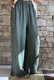 Rustic Nature Bubble Cotton Split Kick Pant Washed Moss